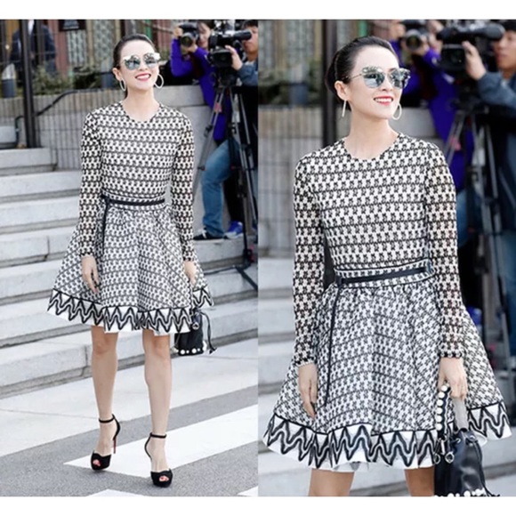 maje dress black and white